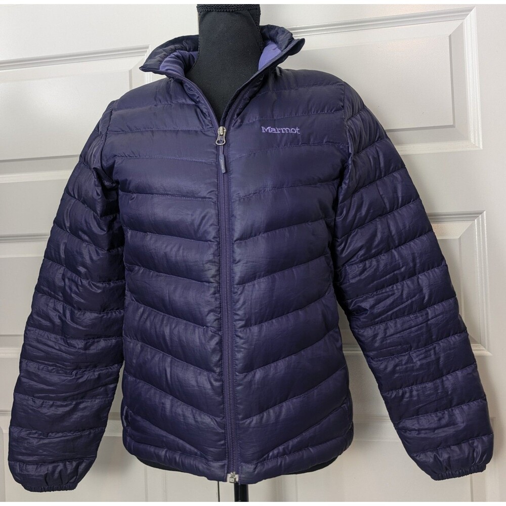 Marmot Size S 800 Fill Goose Down Puffer Jacket Insulated Full Zip Purple Coat